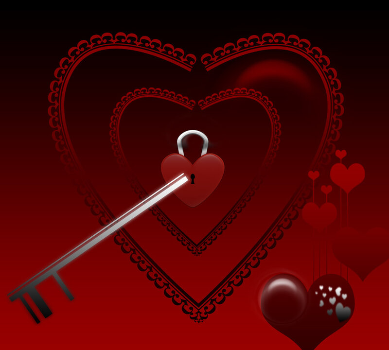 Heart-shaped Lock and Key — Red