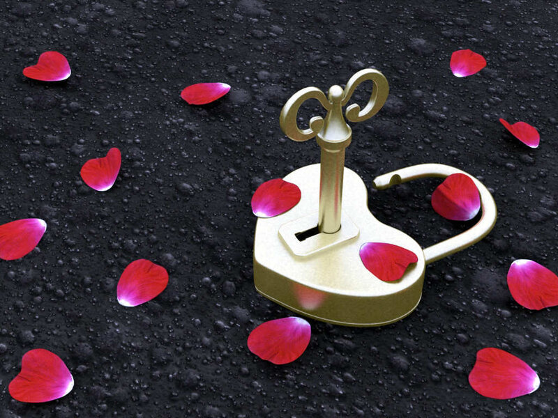 heart-shaped lock and key