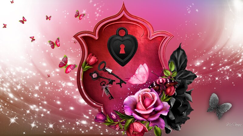 Heart-shaped Lock and Roses