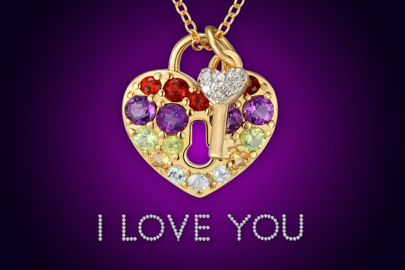 Heart-shaped Lock Pendant — Purple