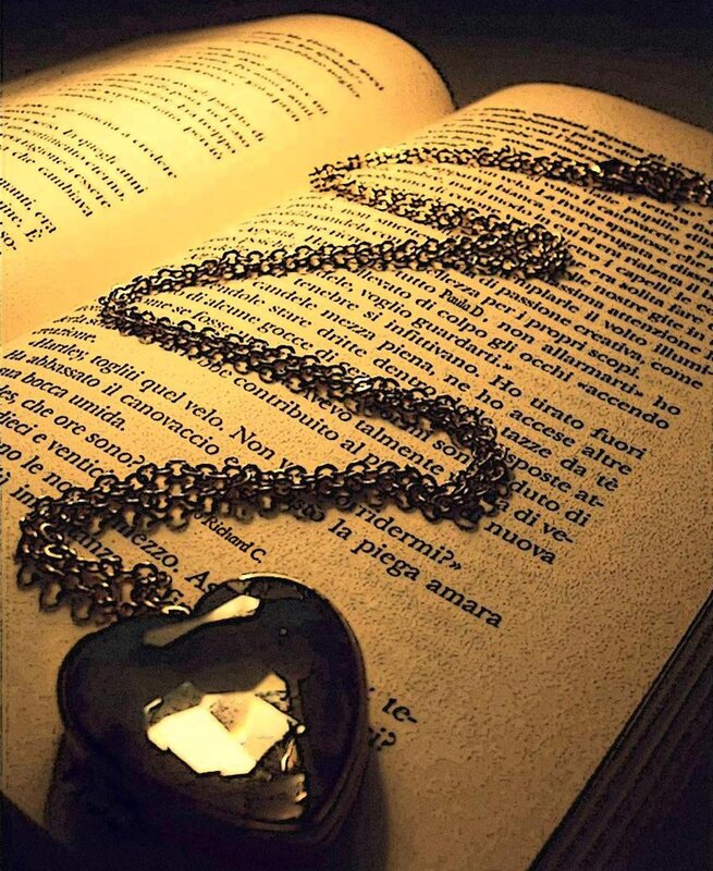 Heart-shaped Locket on Book — Brown