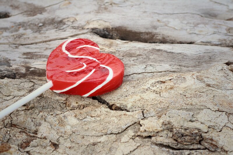 Heart-shaped Lollipop — Red, Calm, Photograph, Wood