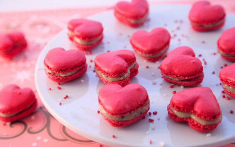 Heart-shaped Macarons — Red, Festive