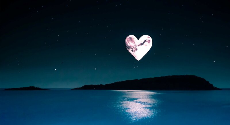 Heart-shaped Moon over Water