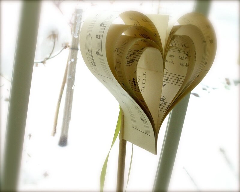 heart-shaped music sheet decoration