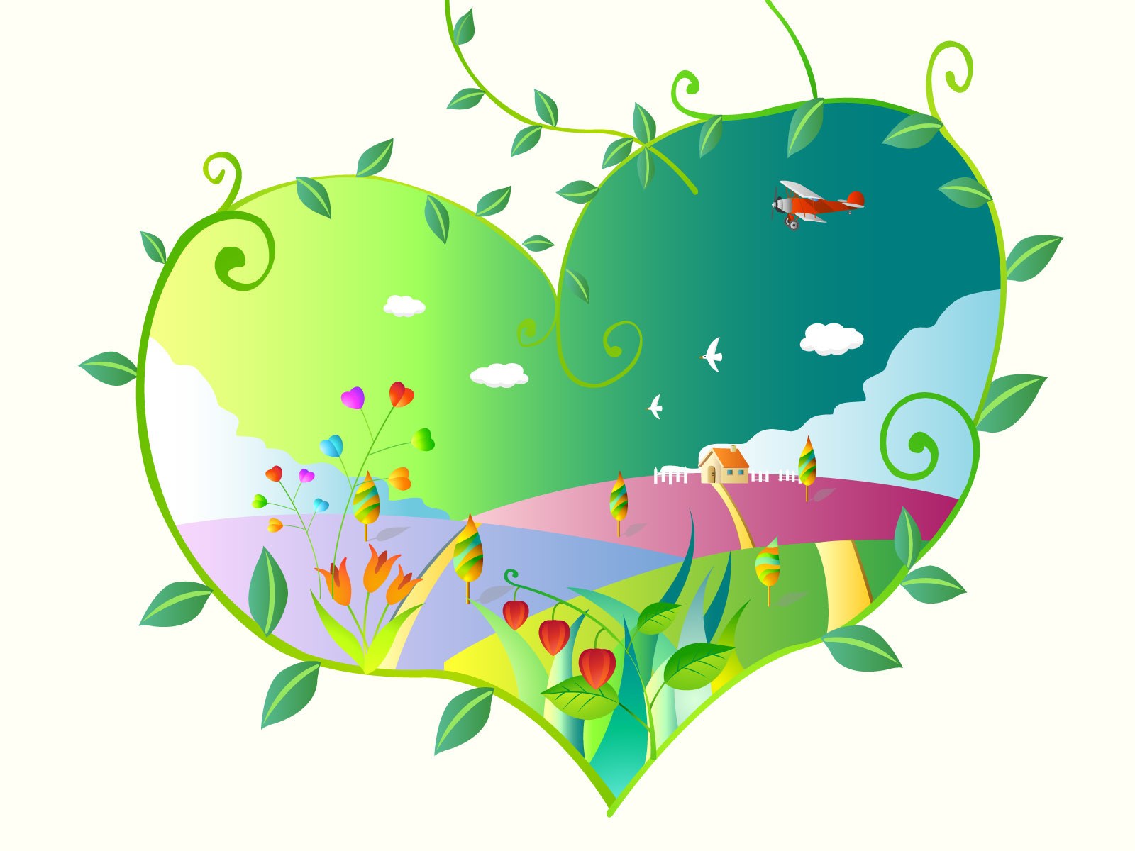 heart-shaped nature landscape