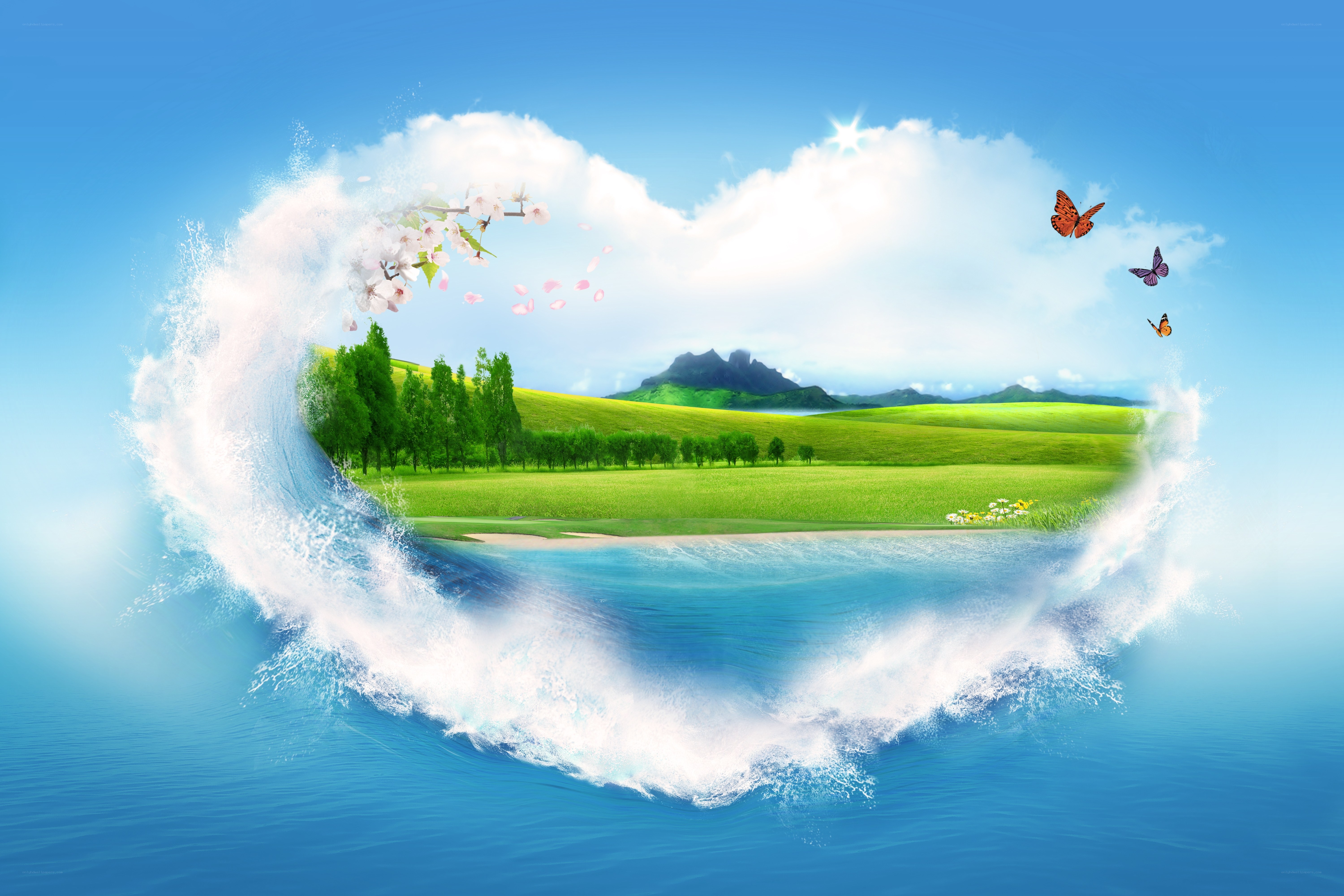heart-shaped nature landscape