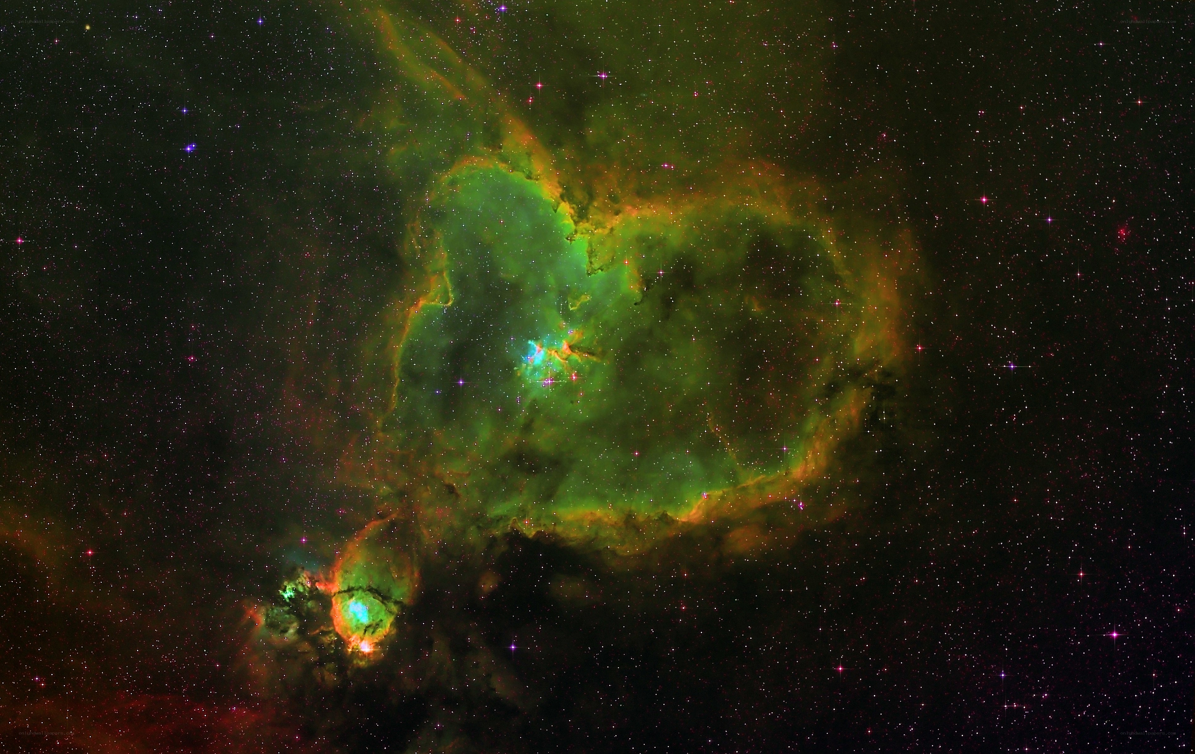 Heart-shaped nebula in space