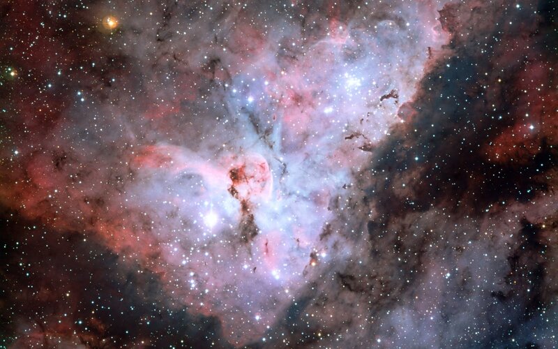 Heart-shaped nebula in space