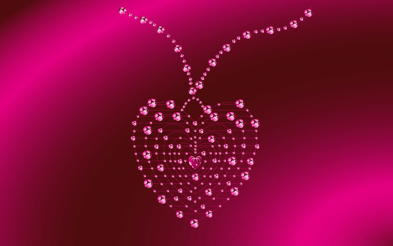 Heart-shaped Necklace — Pink, Romantic, Vector Art