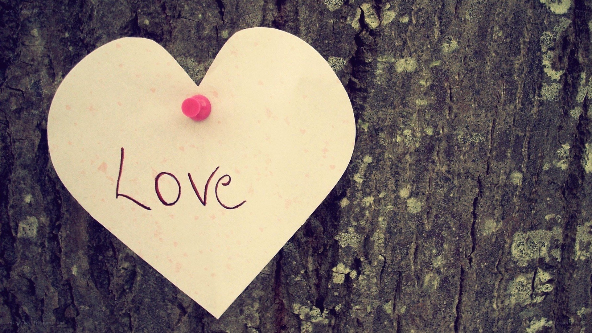 heart-shaped note with love