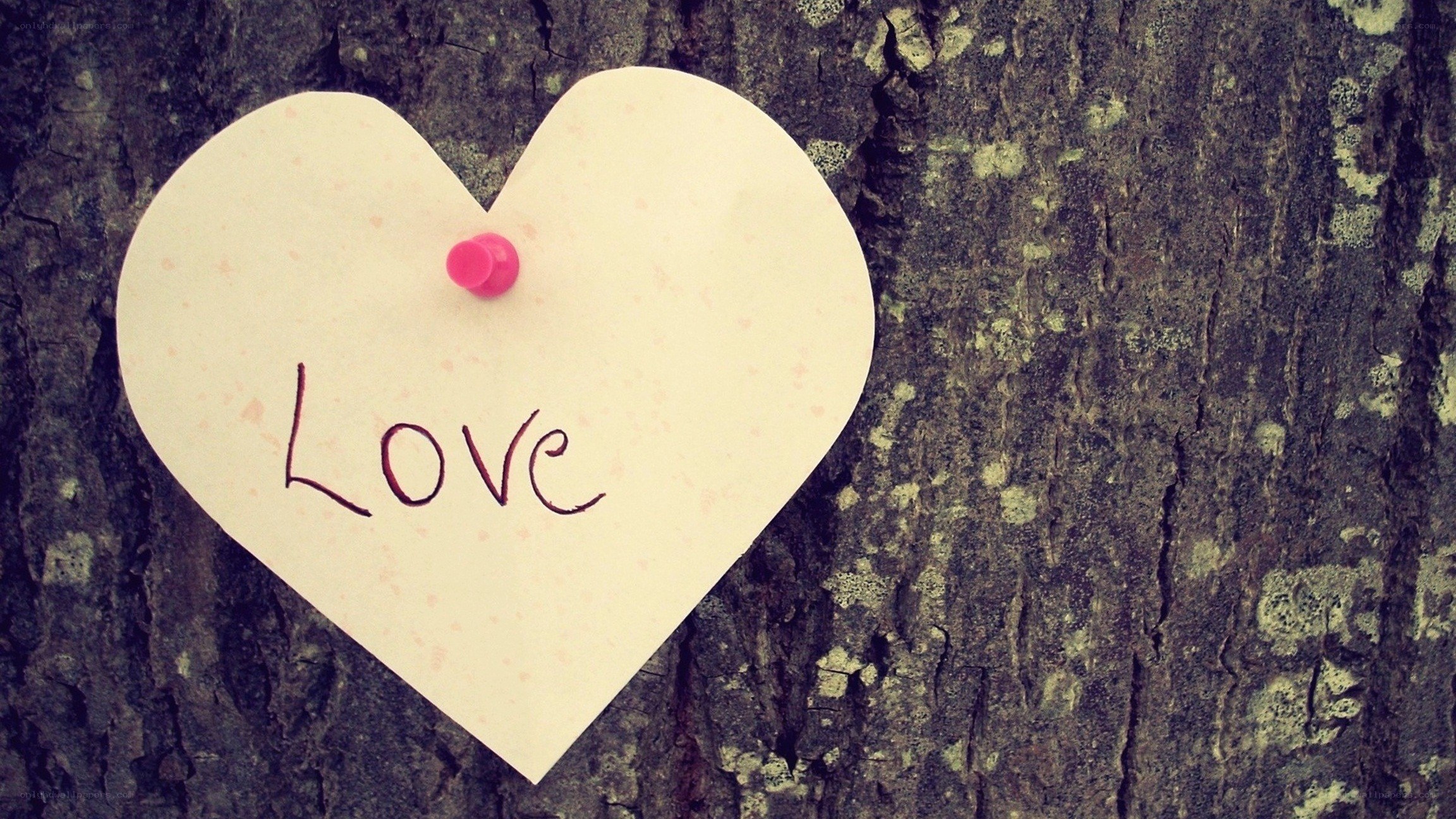 Heart-shaped note with 'Love' written on it