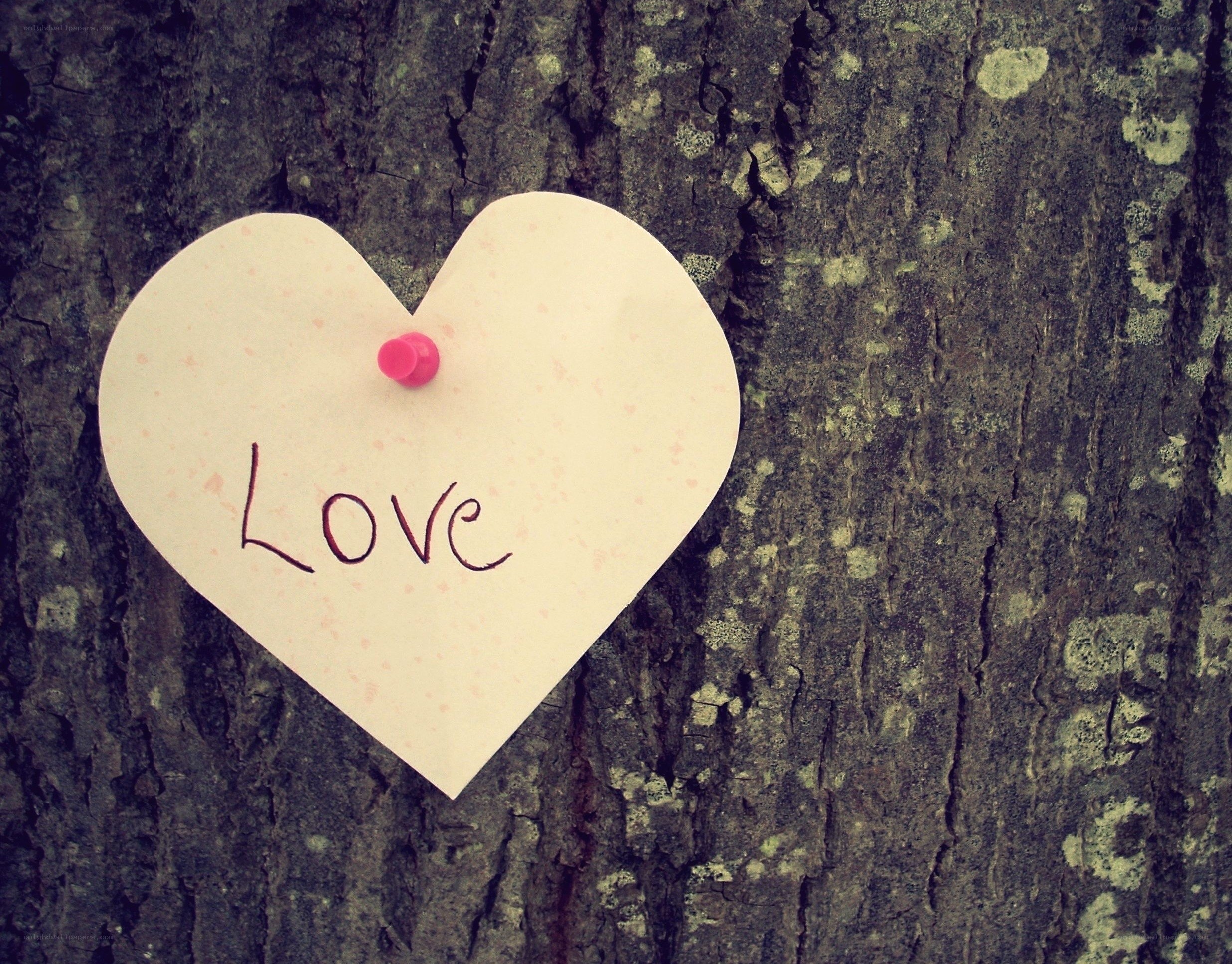 heart-shaped note with love