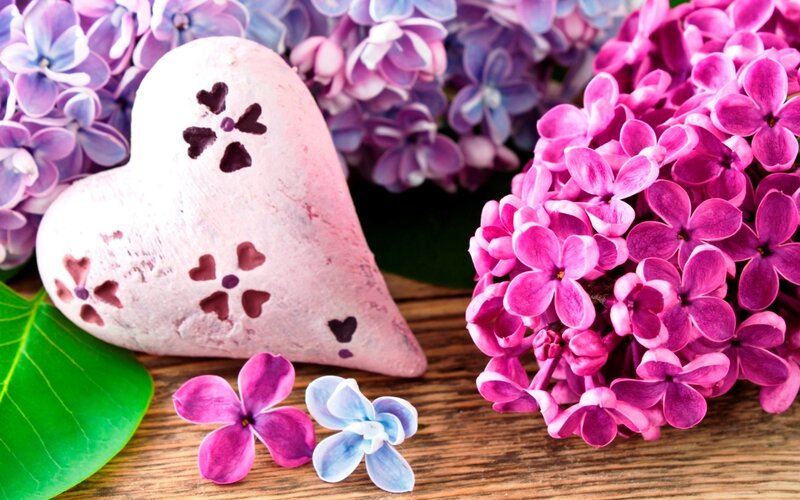 Heart-shaped Object with Flowers — Purple