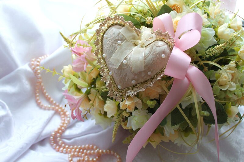 Heart-shaped Ornament with Flowers