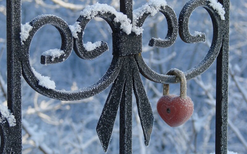 Heart-shaped Padlock on Gate