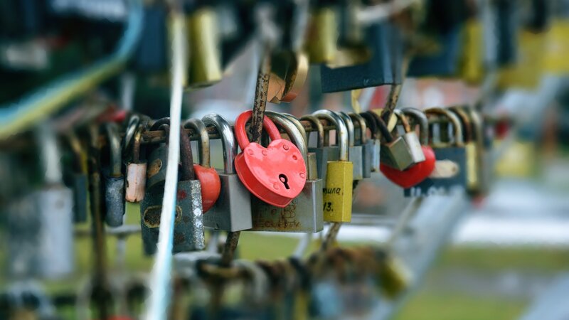 Heart-shaped Padlock — Red, Calm, Photograph