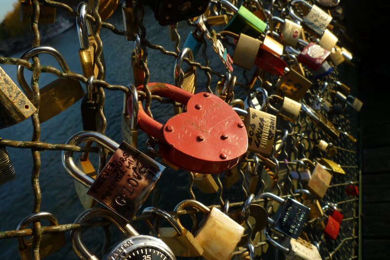 Heart-shaped Padlock — Red, Dramatic, Sunset
