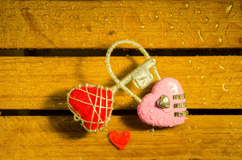 Heart-shaped Padlocks — Red, Romantic, Photograph