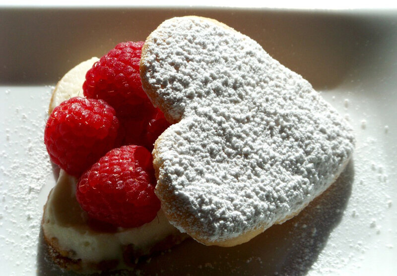 Heart-shaped Pastry with Raspberries