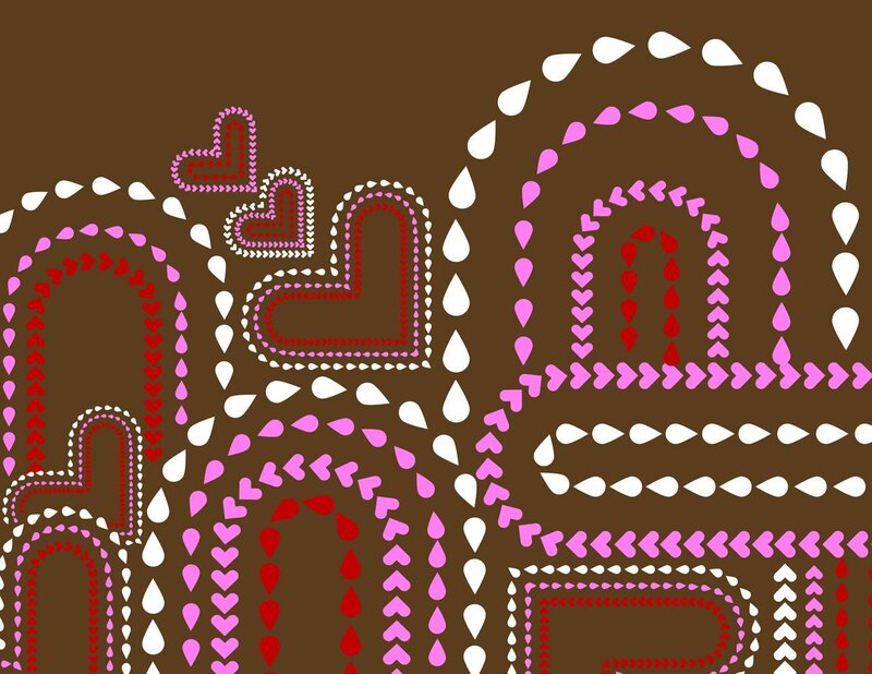 Heart-shaped Patterns — Brown, Playful