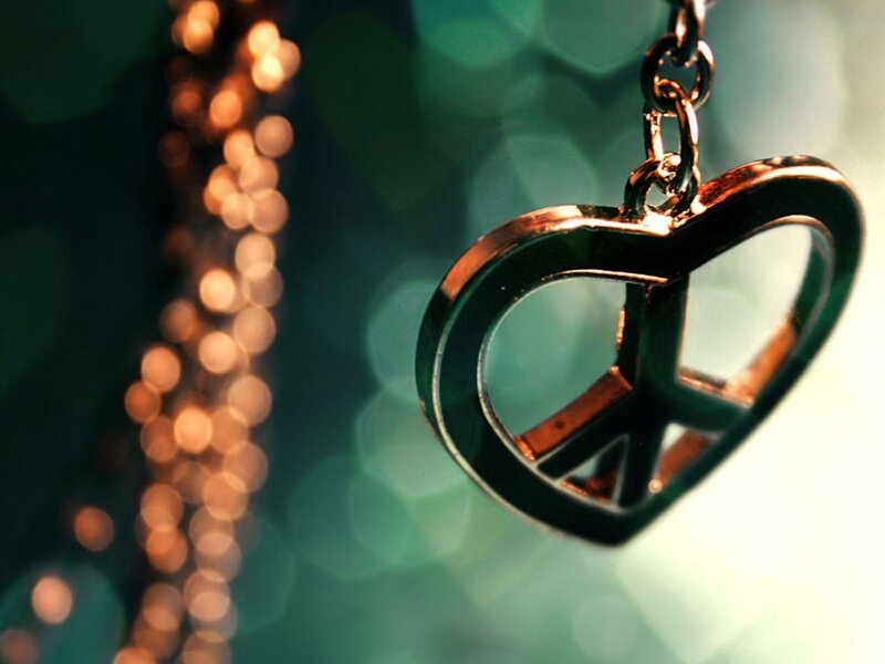 heart-shaped peace symbol pendant