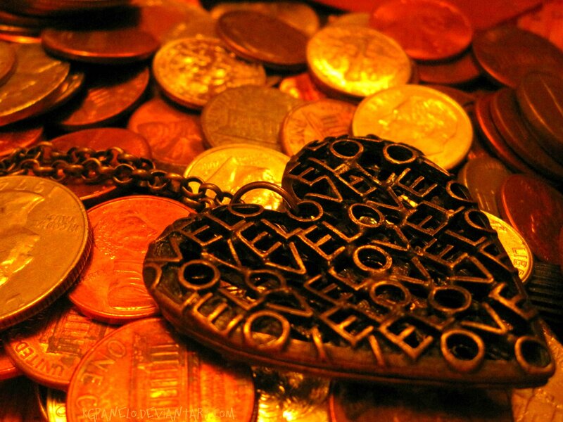 Heart-shaped Pendant on Coins