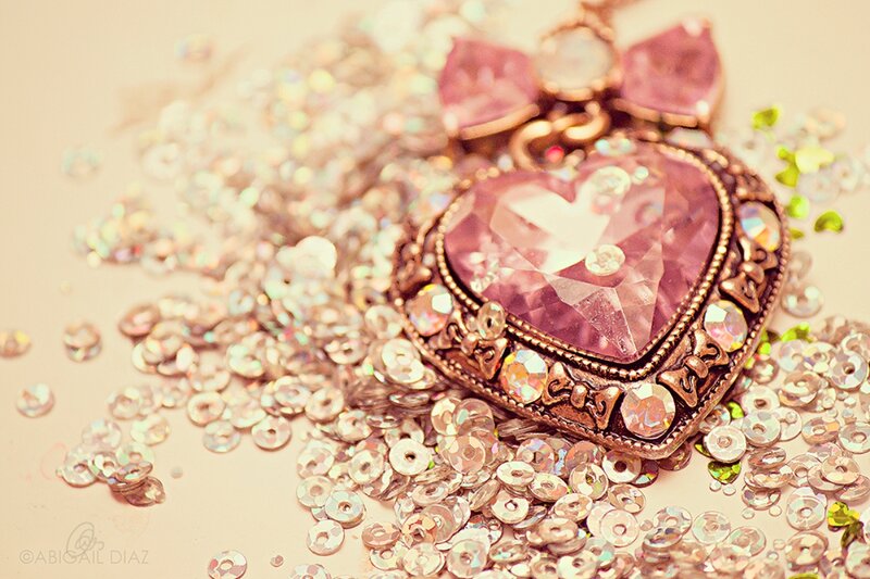 Heart-shaped Pendant — Pink, Romantic, Photograph, Sequins