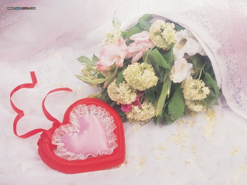 Heart-shaped Pillow and Flowers
