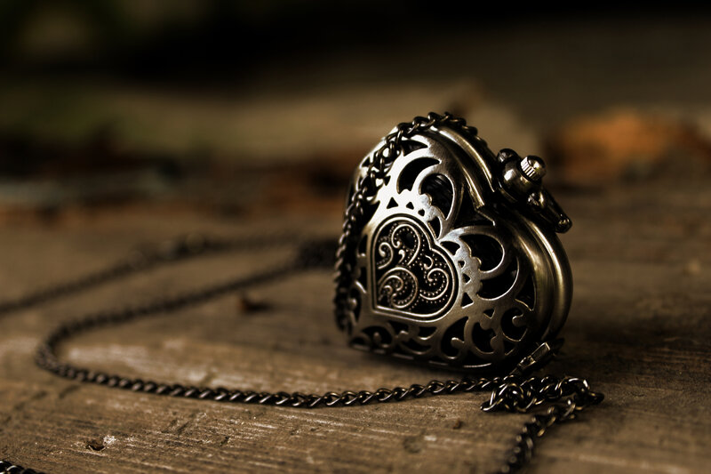 Heart-shaped Pocket Watch — Brown, Dramatic