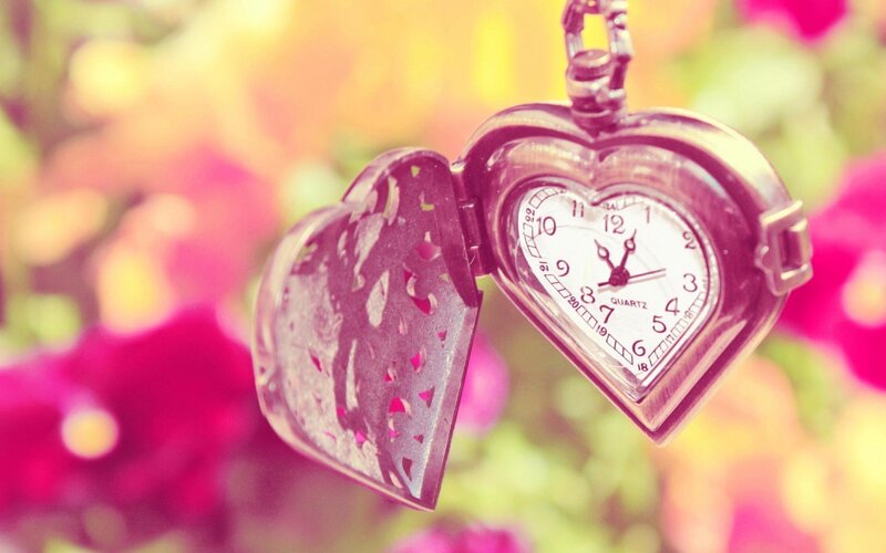 Heart-shaped Pocket Watch — Pink, Romantic, Afternoon