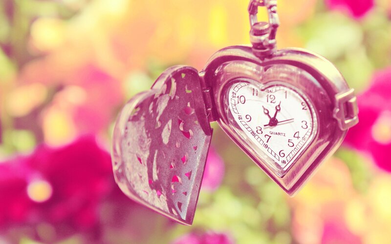 Heart-shaped Pocket Watch — Pink, Romantic, Spring, Photograph, Clock