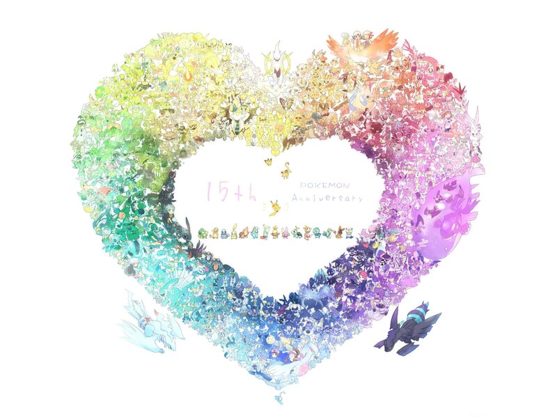Heart-shaped Pokémon Collage — Green