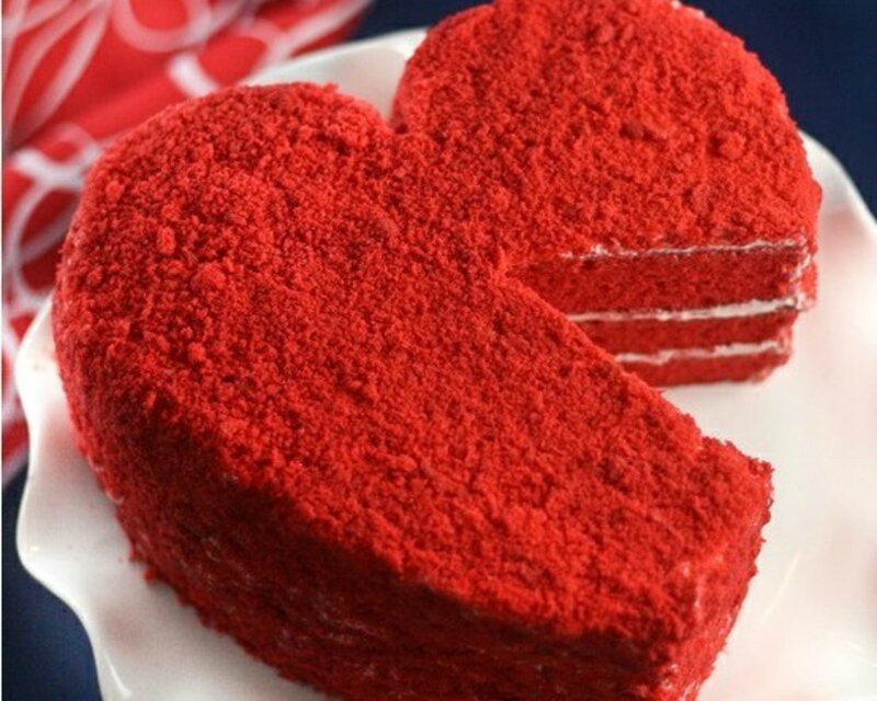 Heart-shaped Red Cake