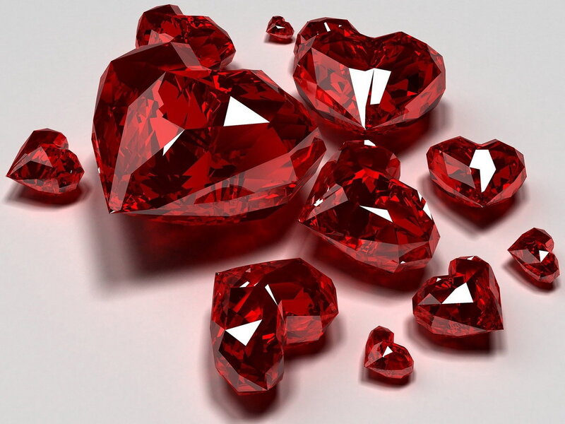 Heart-shaped Red Gemstones
