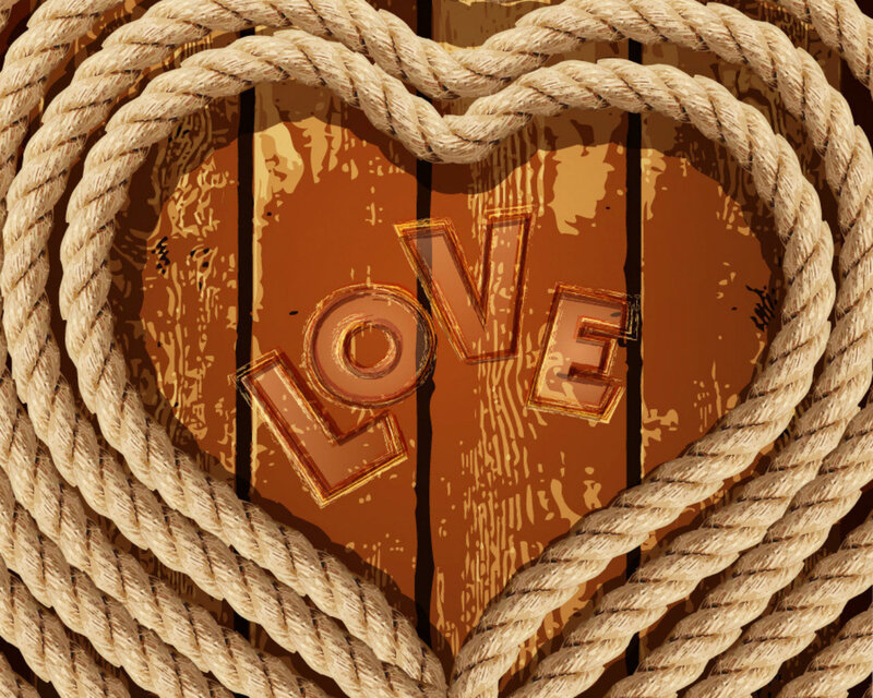 Heart-shaped Rope on Wood