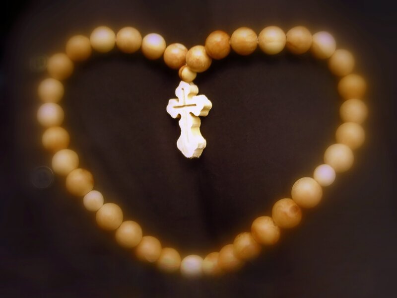 Heart-shaped rosary beads