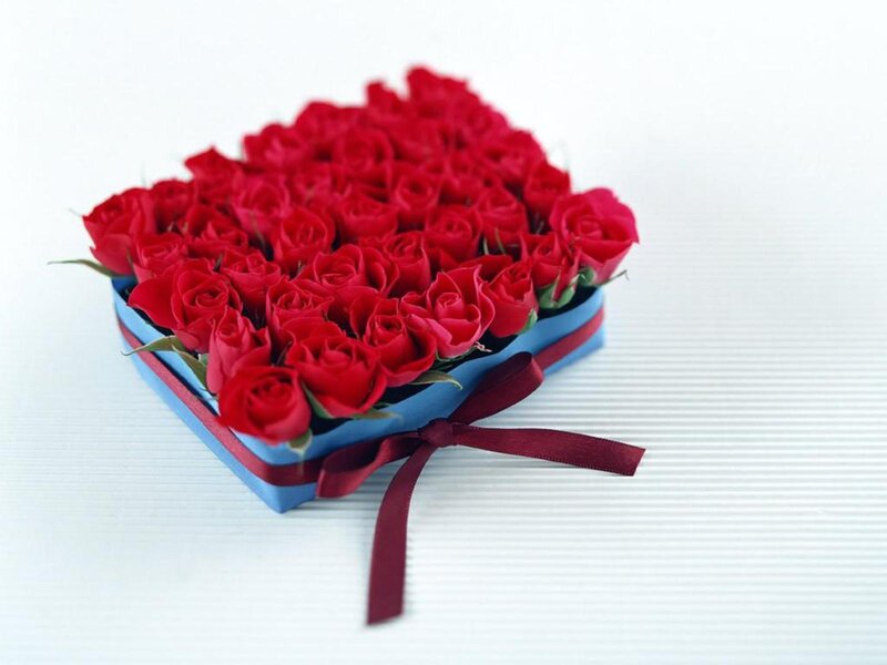 Heart-shaped Rose Arrangement — Red, Romantic, Photograph, Box