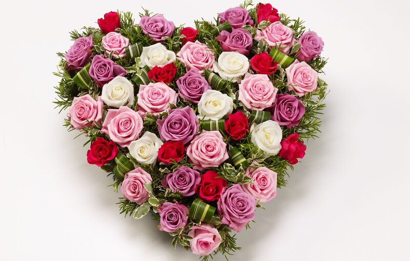 Heart-shaped Rose Bouquet — Pink, Romantic, Photograph, Roses
