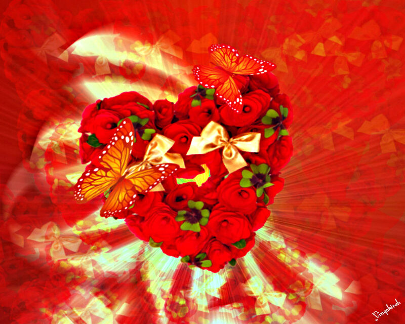 Heart-shaped Rose Bouquet — Red, Romantic, Digital Art