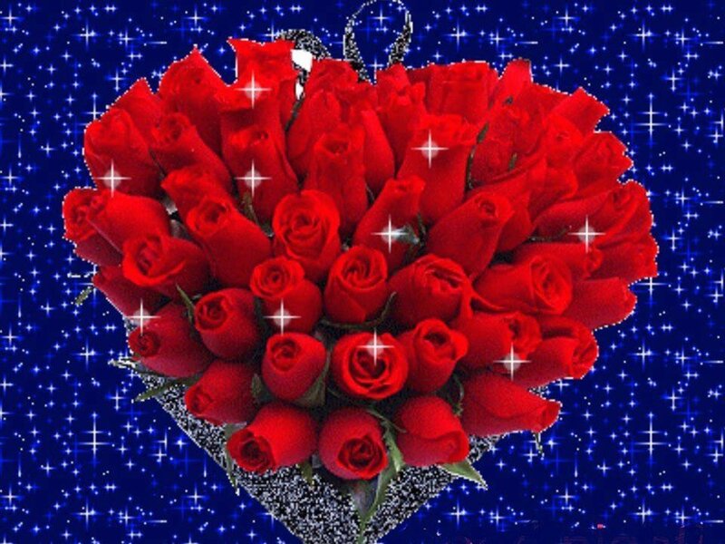Heart-shaped Rose Bouquet — Red, Romantic, Night