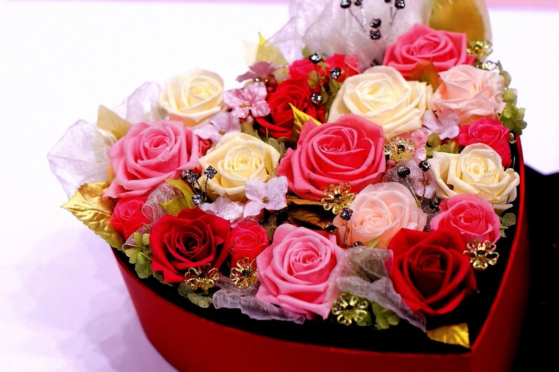 Heart-shaped Rose Bouquet — Red, Romantic, Photograph, Roses, Flowers