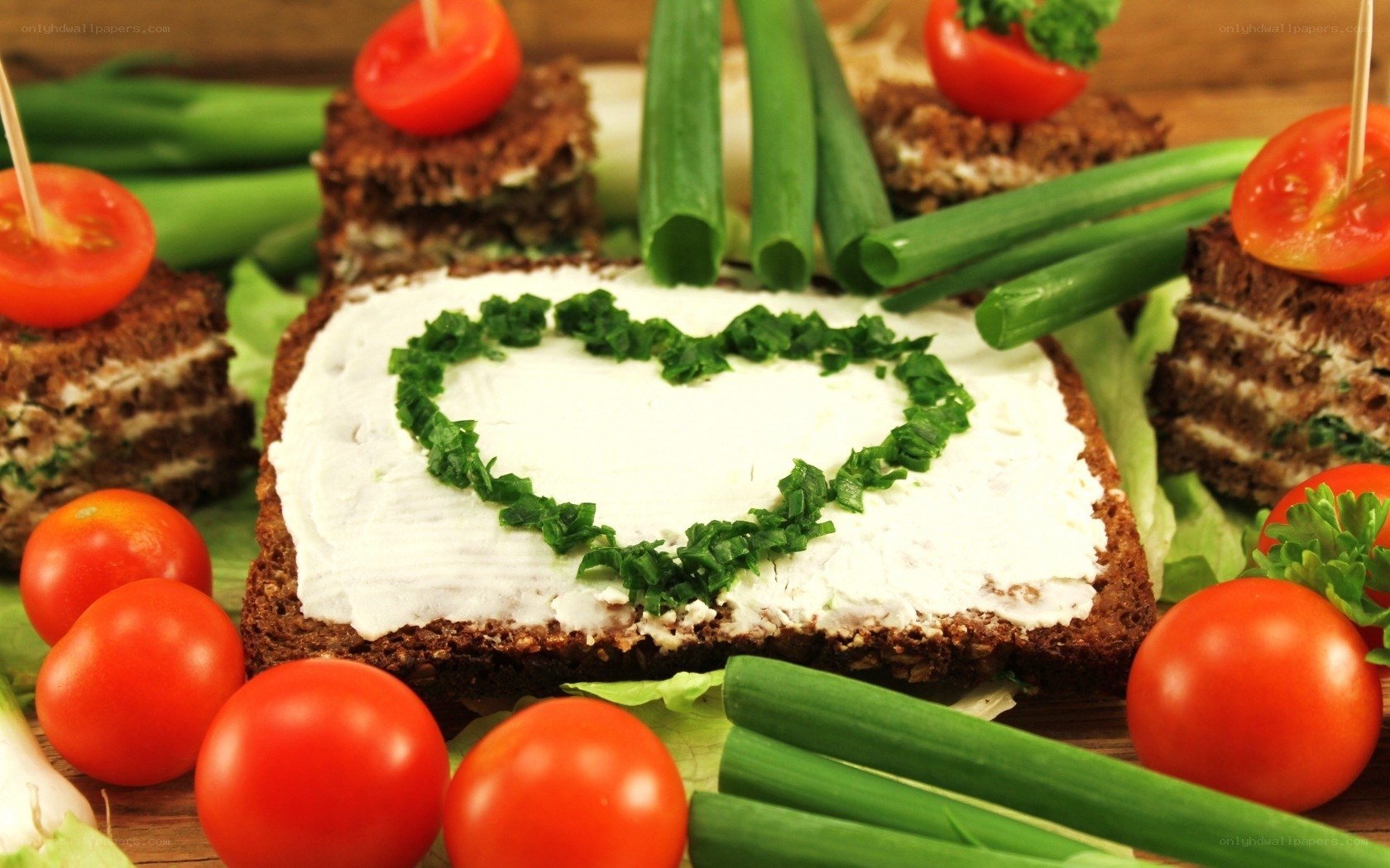 heart-shaped sandwich with vegetables