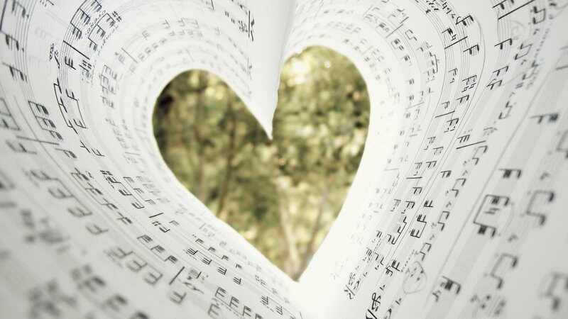 Heart-shaped Sheet Music — White, Serene