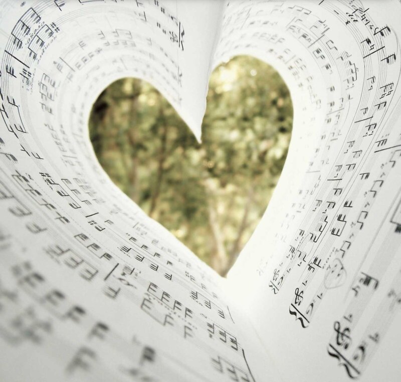 Heart-shaped Sheet Music — White