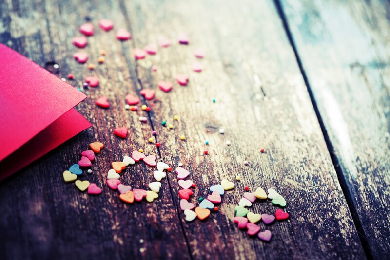 Heart-shaped Sprinkles on Wood