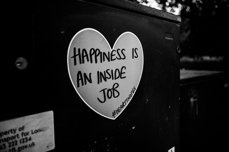Heart-shaped Sticker — Black, Thoughtful