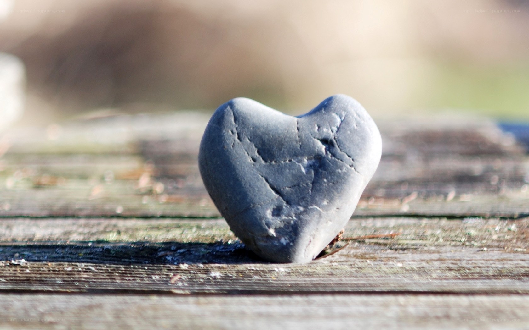 heart-shaped stone on wood