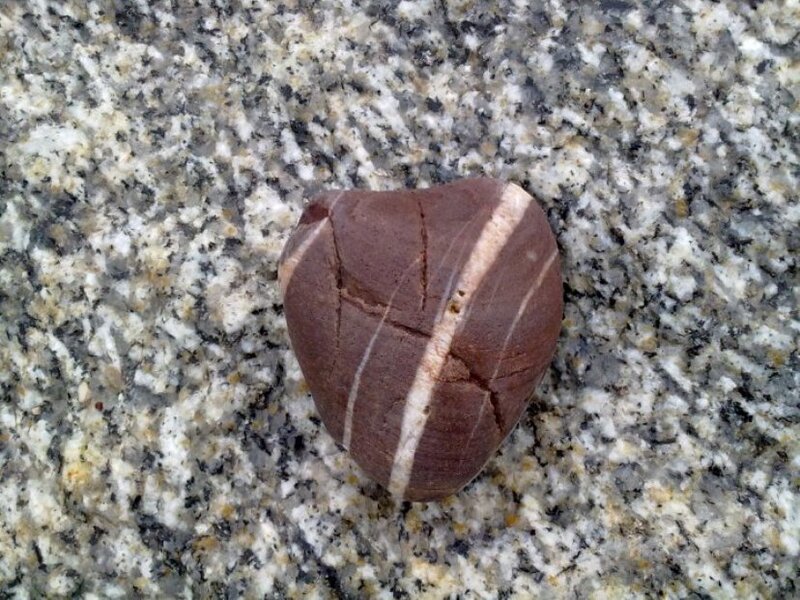 heart-shaped stone with stripes