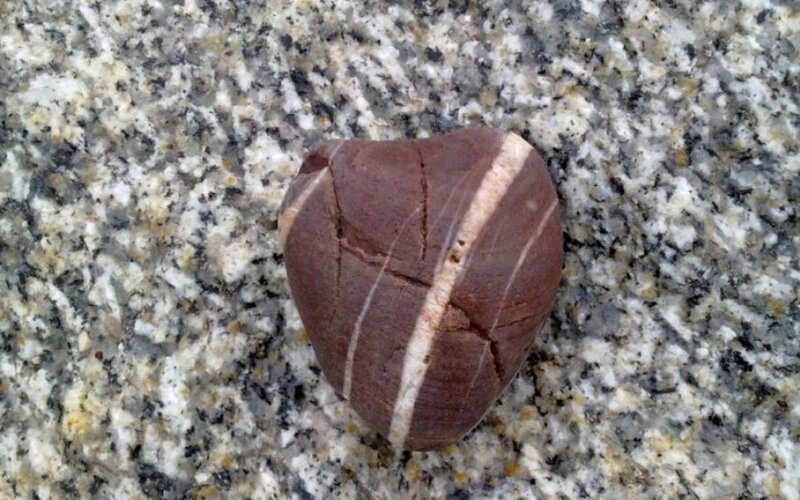 heart-shaped stone with stripes